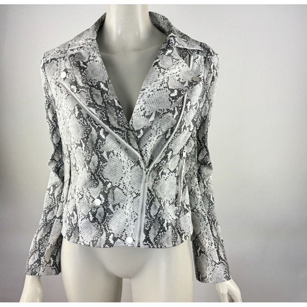 Cupcakes and Cashmere Beatrix Snake‎ Moto Jacket Women S NWOT $148 Vegan Leather
